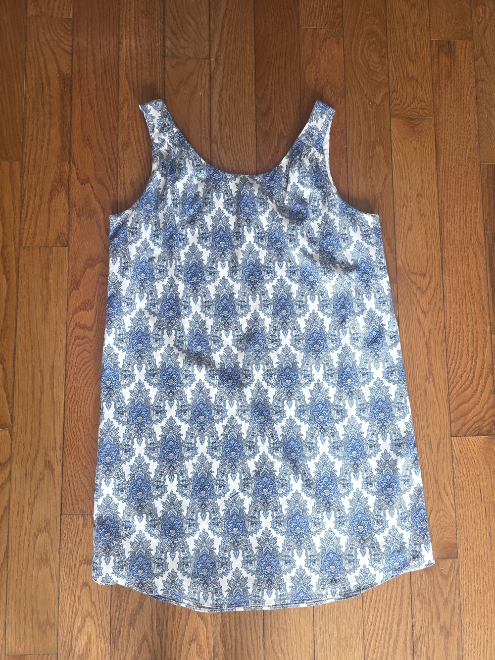 Lila Rose Blue and White Printed Tank Mini Dress